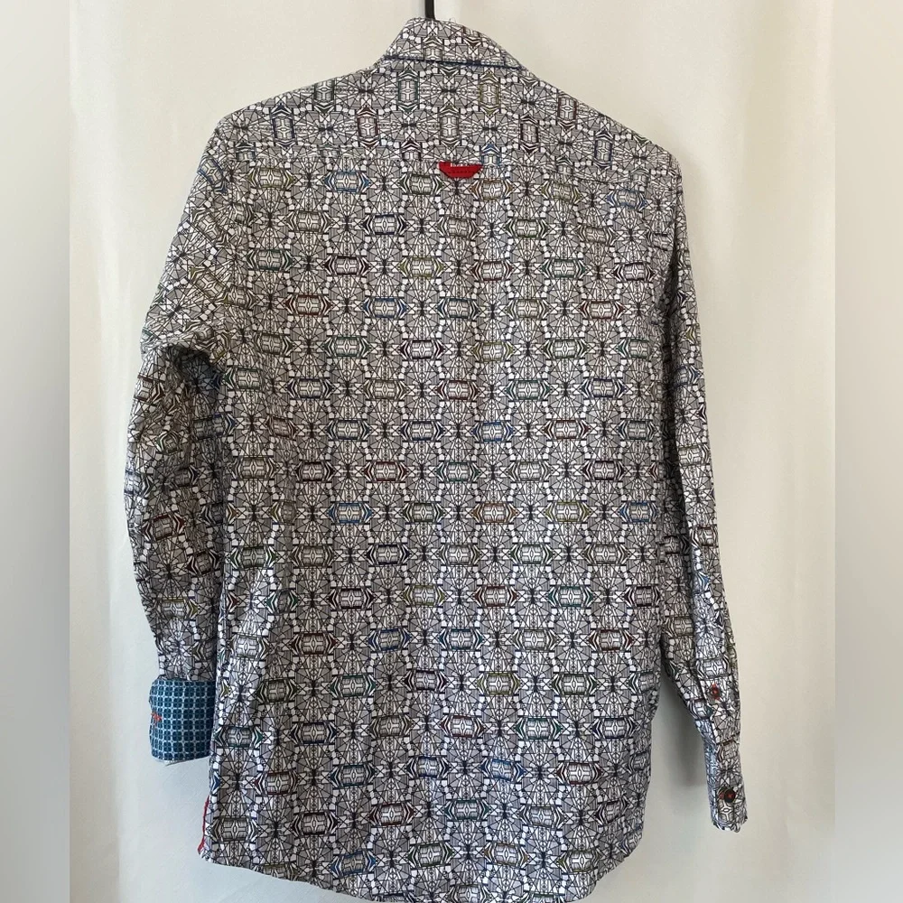 Jermyn & Bond Men's  Geometric modern fit Patterned Button-Up Oxford Shirt Small - Picture 7 of 16